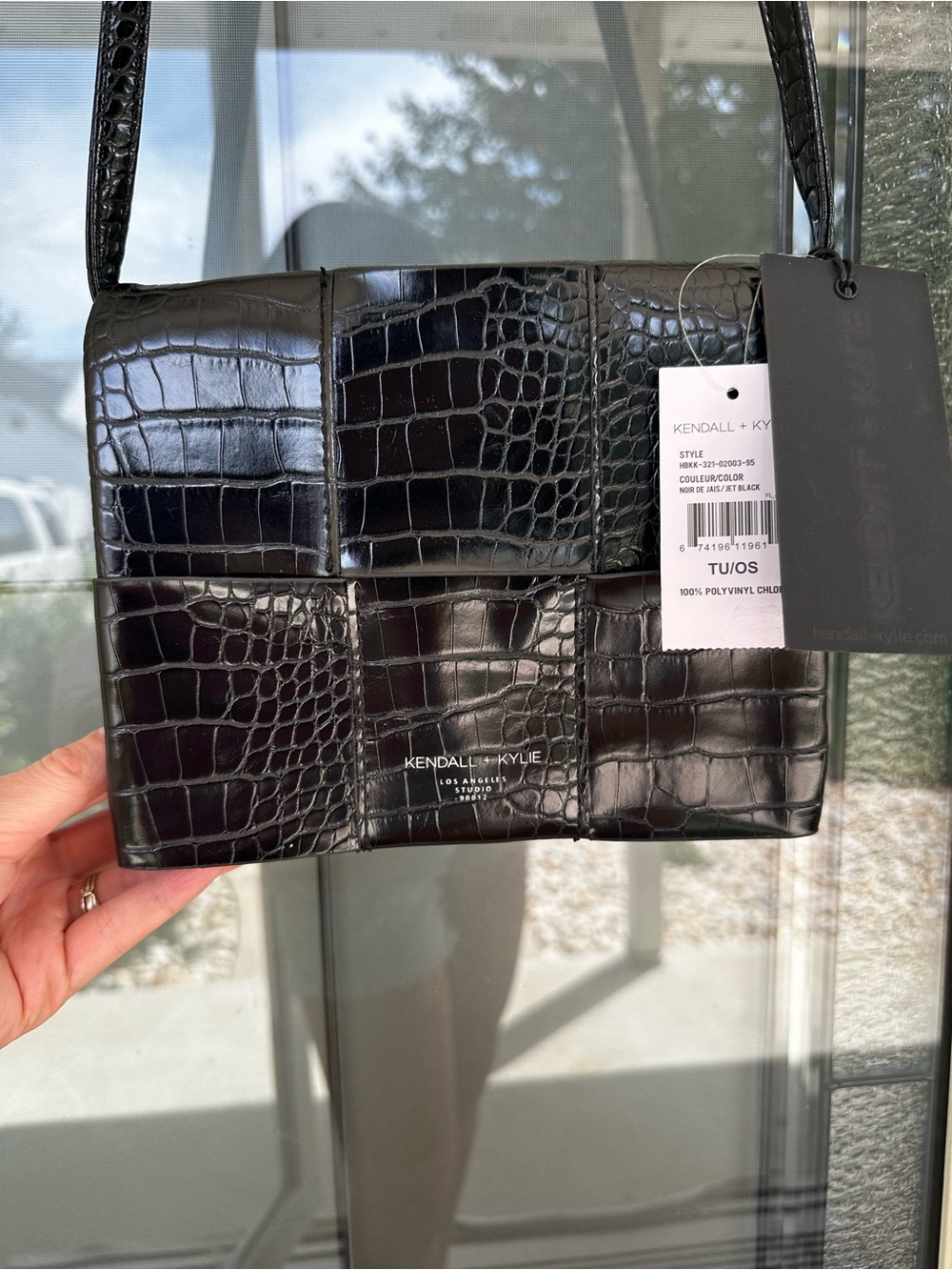 Kendall & Kylie Black Croc-Embossed Belt Bag